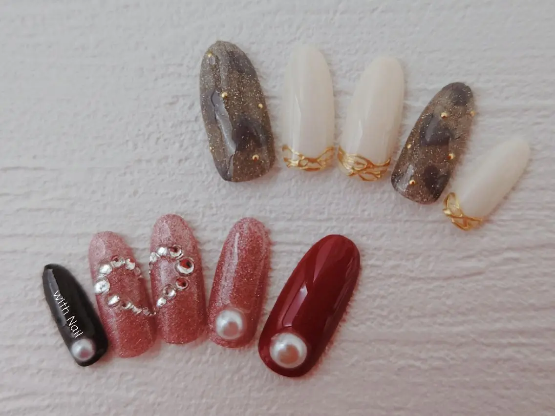 ネイル ハート ハンドネイル with Nail ナガヤのネイルデザイン