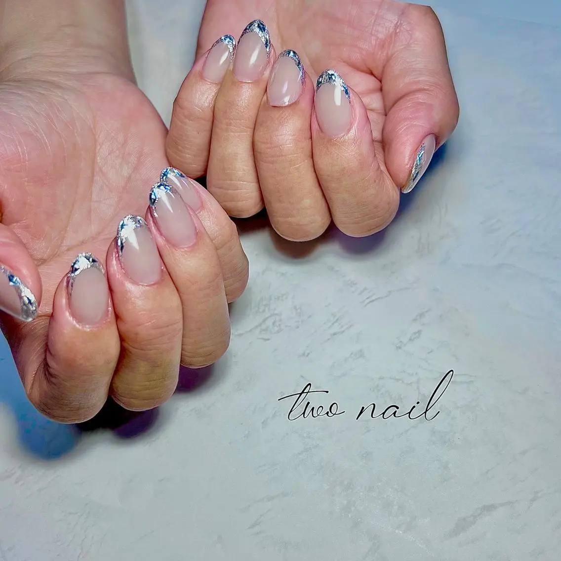 ネイル アートネイル フットネイル ハート ニュアンスネイル ホワイト two nailのネイルデザイン