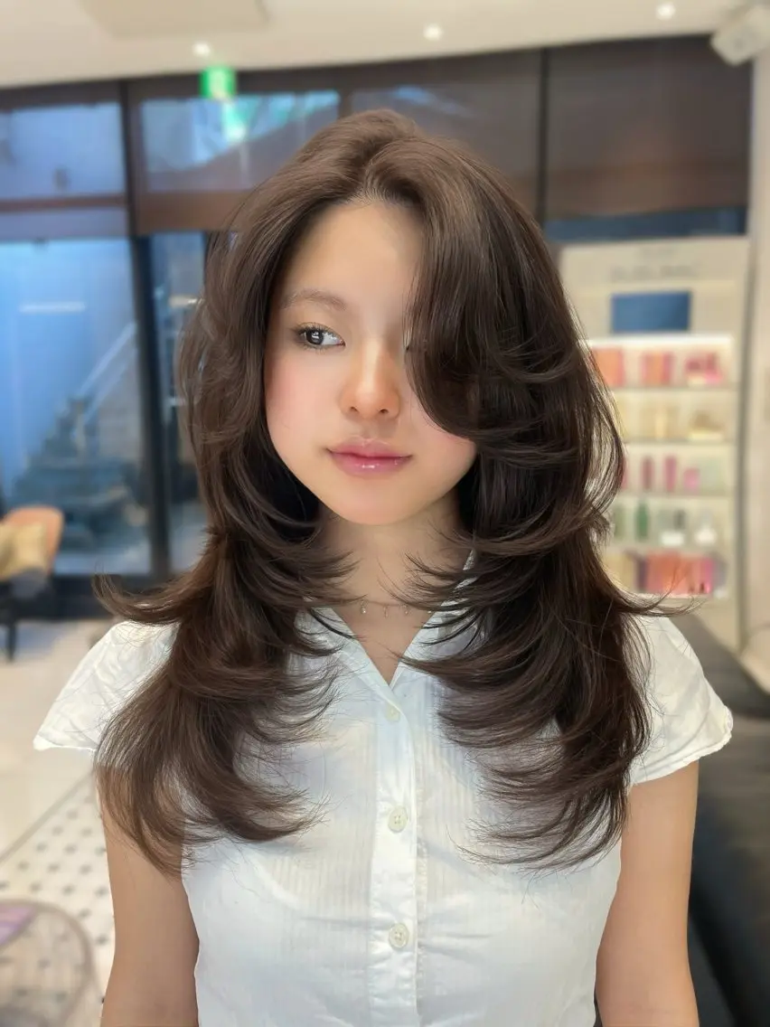 セミロング カラー ブラウンカラー ショコラブラウン レイヤーカット カット ヘアカラー 【韓国❤️海外ヘア】 AYAKAのヘアスタイル