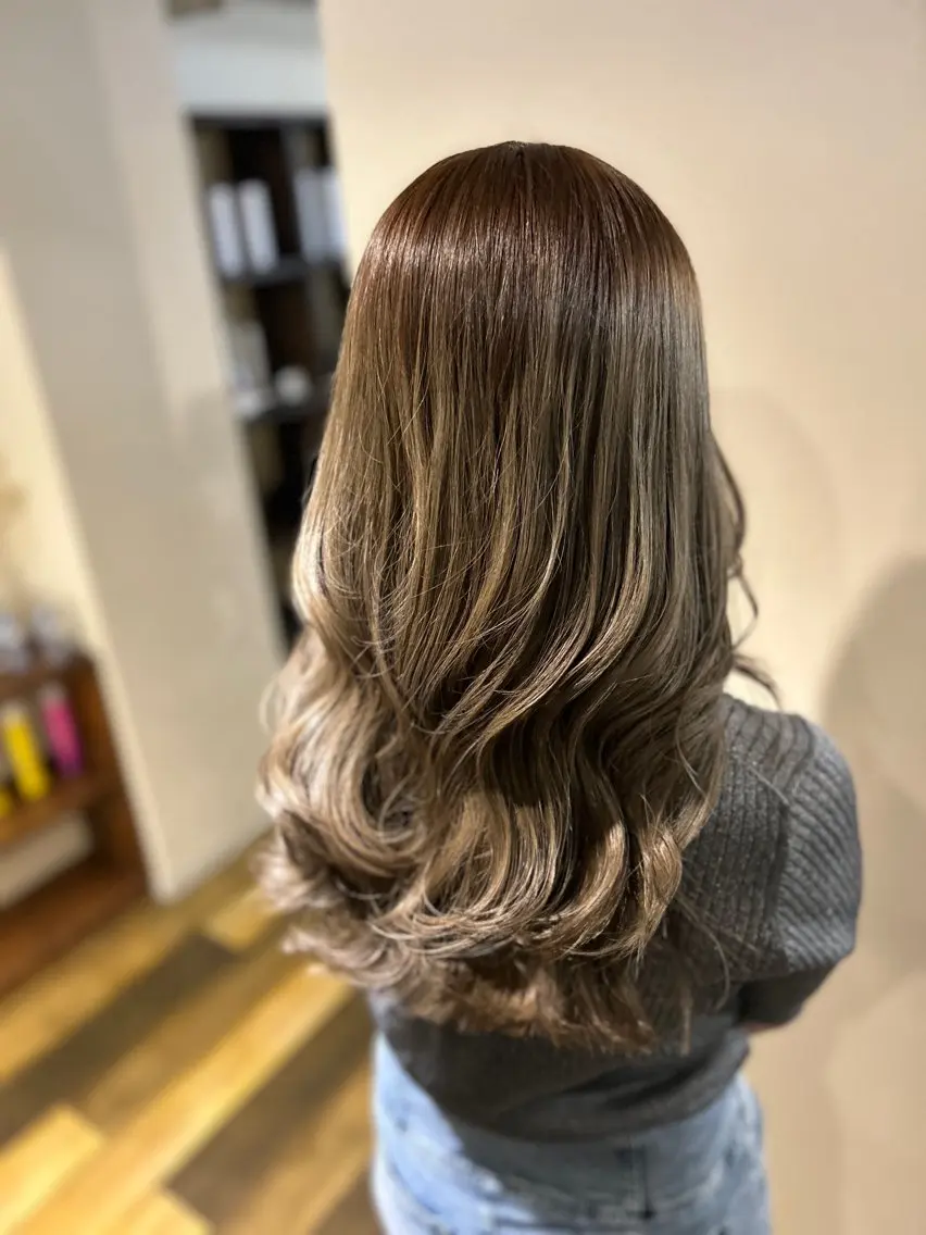 ロング カラー 透明感カラー ミント オレンジ カット ヘアカラー あっすー🐥 Canon artのヘアスタイル