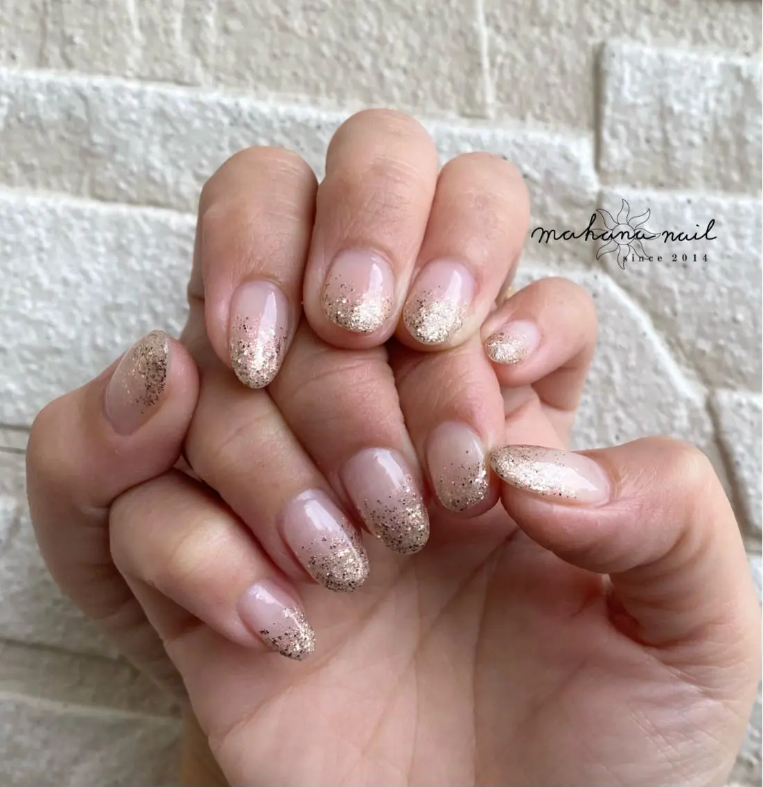 ネイル クリアネイル グラデーション ラメ(グリッター) ラメグラデーション mahana nailのネイルデザイン