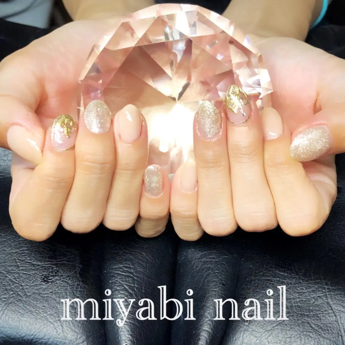 ネイル アートネイル ジェルネイル ラメ(グリッター) 持ち込み ブライダルネイル ハンドネイル miyabi nail 桂川駅近くのネイルデザイン