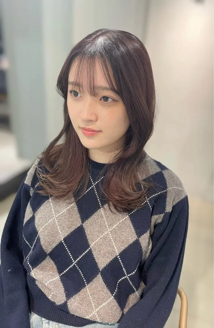 セミロング カット ヘアカラー 縮毛矯正 トリートメント 梅田縮毛矯正◻︎髪質 改善◻︎細見 了眞のヘアスタイル