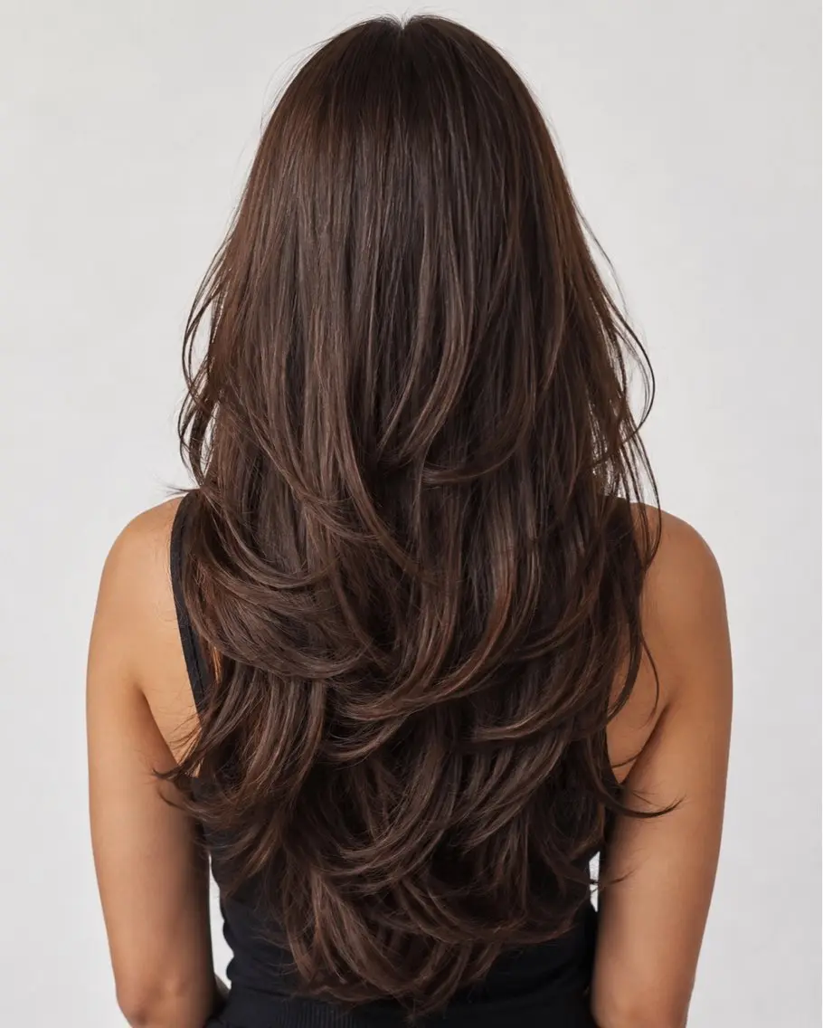 ロング カラー ロングレイヤー ハッシュカット レイヤーカット ロング カット トリートメント ヘッドスパ 久木原 ゆりのヘアスタイル