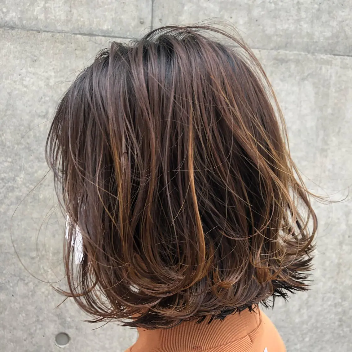 ショート カラー ハイライトカラー ボブ ハイライト やまさきえりこ ニュアンスパーマのヘアスタイル