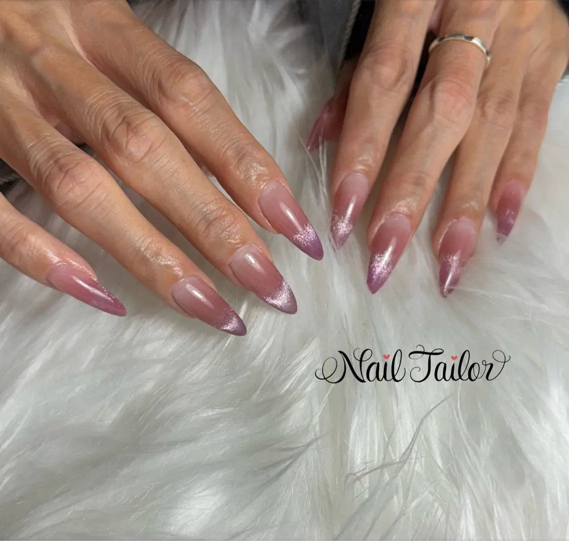 ネイル 長さ出し グラデーション ロングネイル ピンク スカルプネイル ハンドネイル NailTailor ネイルテイラーのネイルデザイン