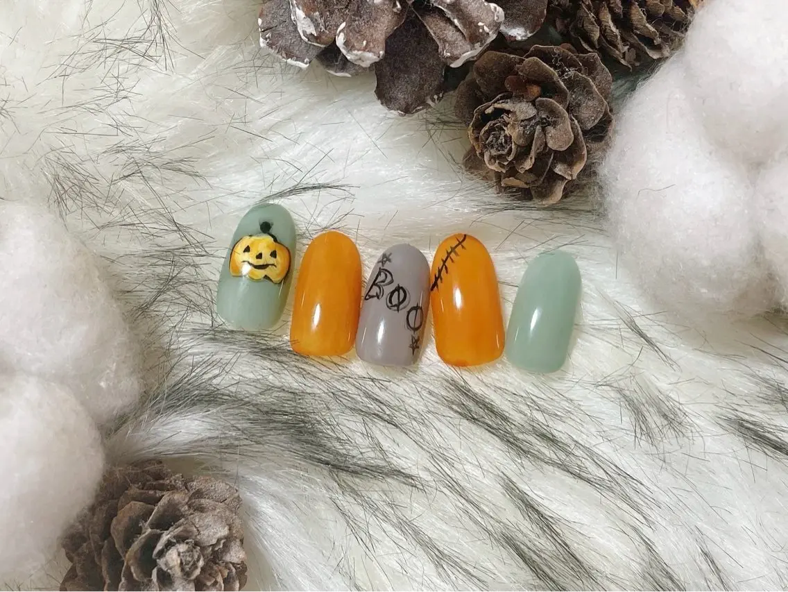 ネイル フットネイル ジェルネイル ハロウィン パラジェル kiki nail &brow二子玉川のネイルデザイン