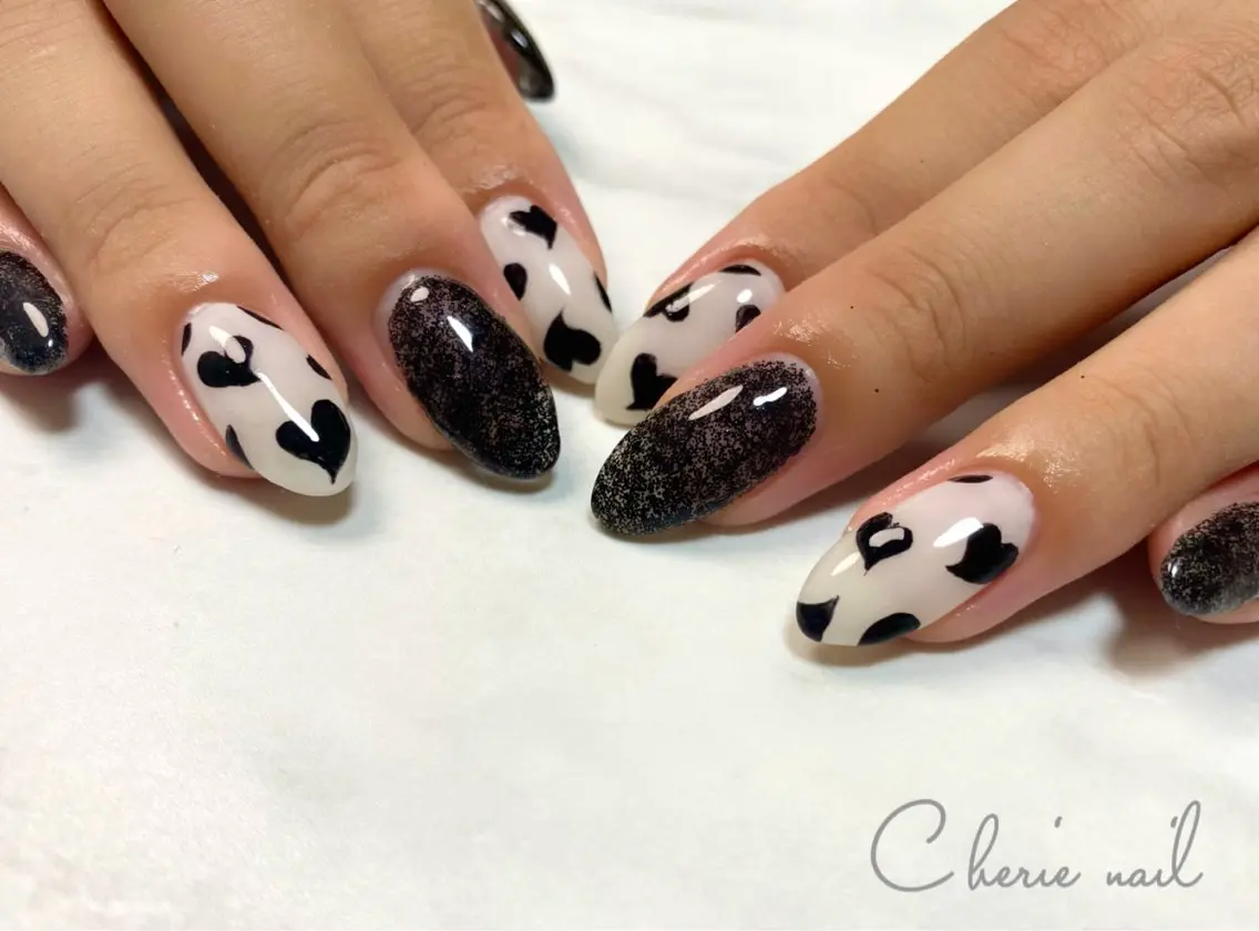 ネイル ハート ラメ(グリッター) ハンドネイル Cherienail yunaのネイルデザイン