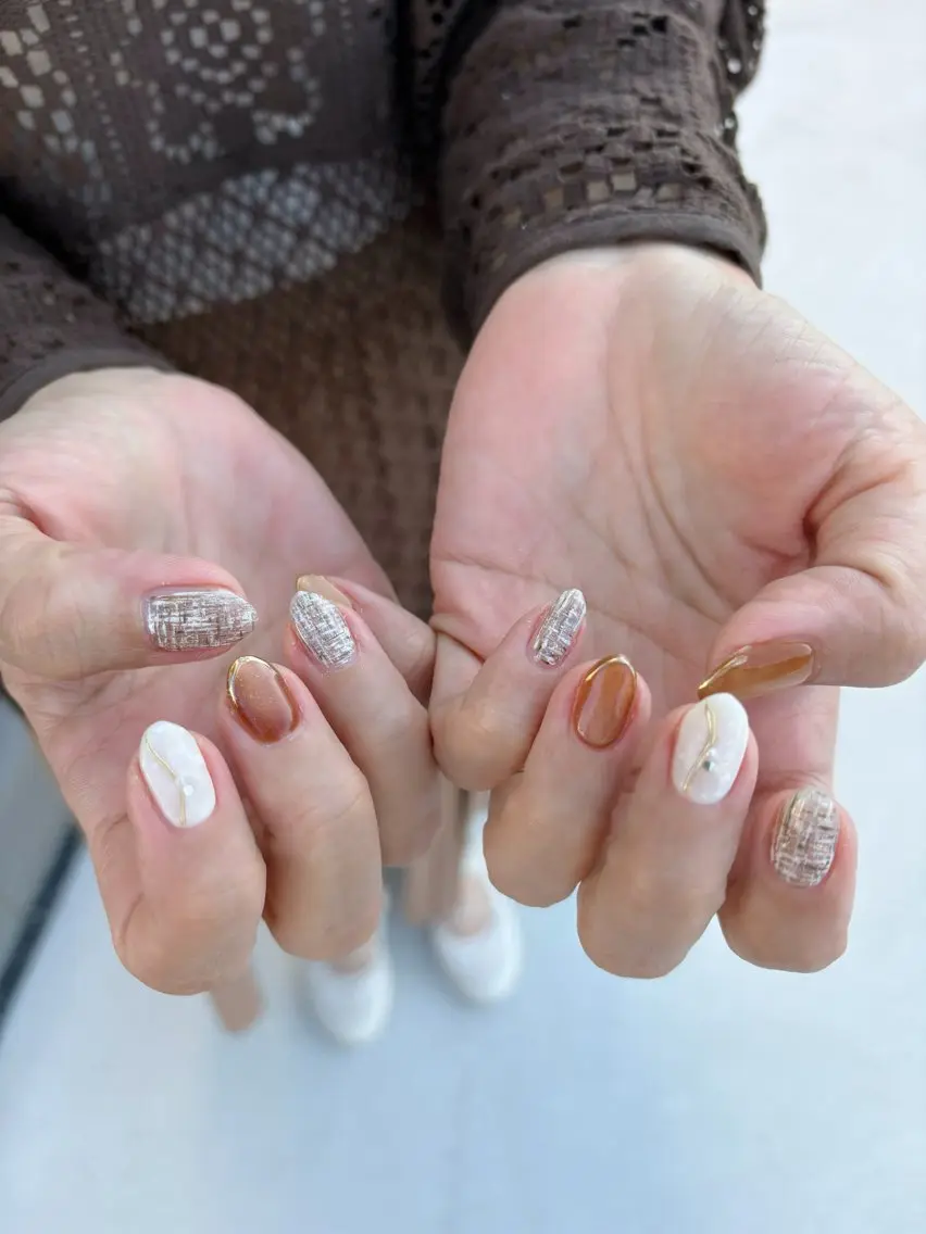 ネイル マグネットネイル ミラーネイル ツイードネイル ハンドネイル tytto nail ❤︎eriのネイルデザイン