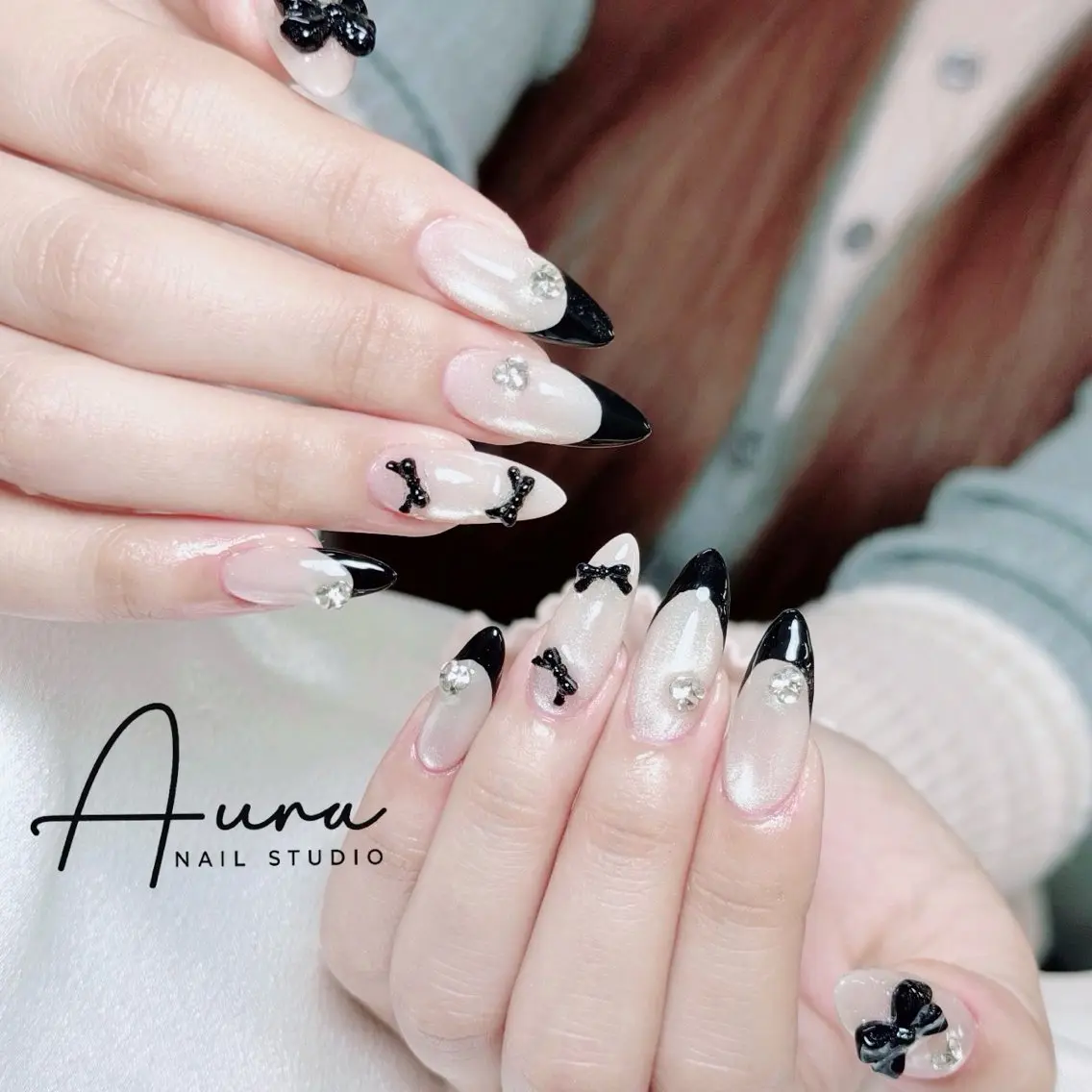 ネイル アニマル柄 韓国ネイル ロングネイル シンプルネイル ハンドネイル Aura Nail HanNaのネイルデザイン