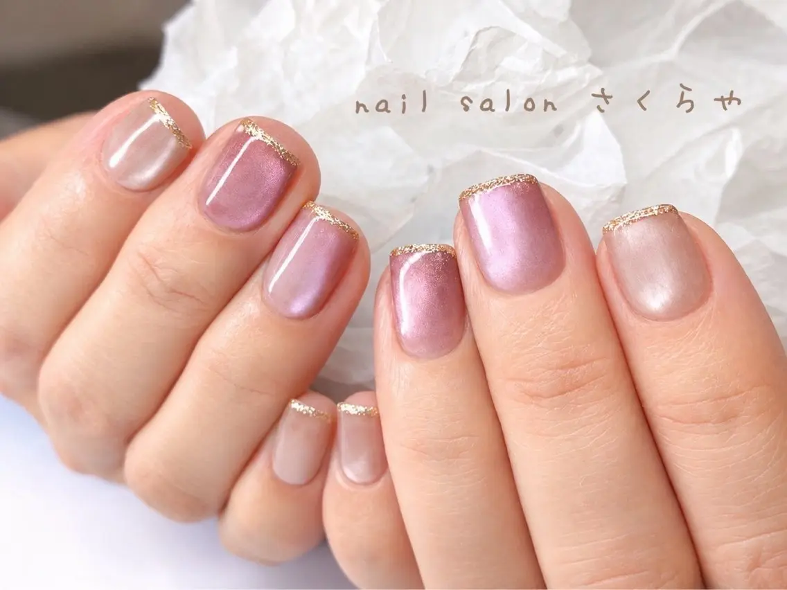 ネイル ジェルネイル ラメ(グリッター) マグネットネイル ニュアンスネイル オフィスネイル さくらや❤ パラジェル使用のネイルデザイン