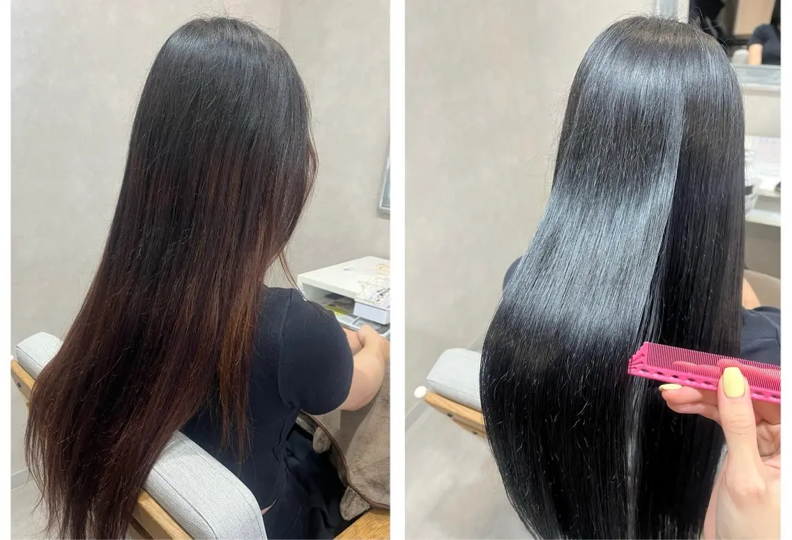 ロング カット ヘアカラー トリートメント 森 愛友のヘアスタイル