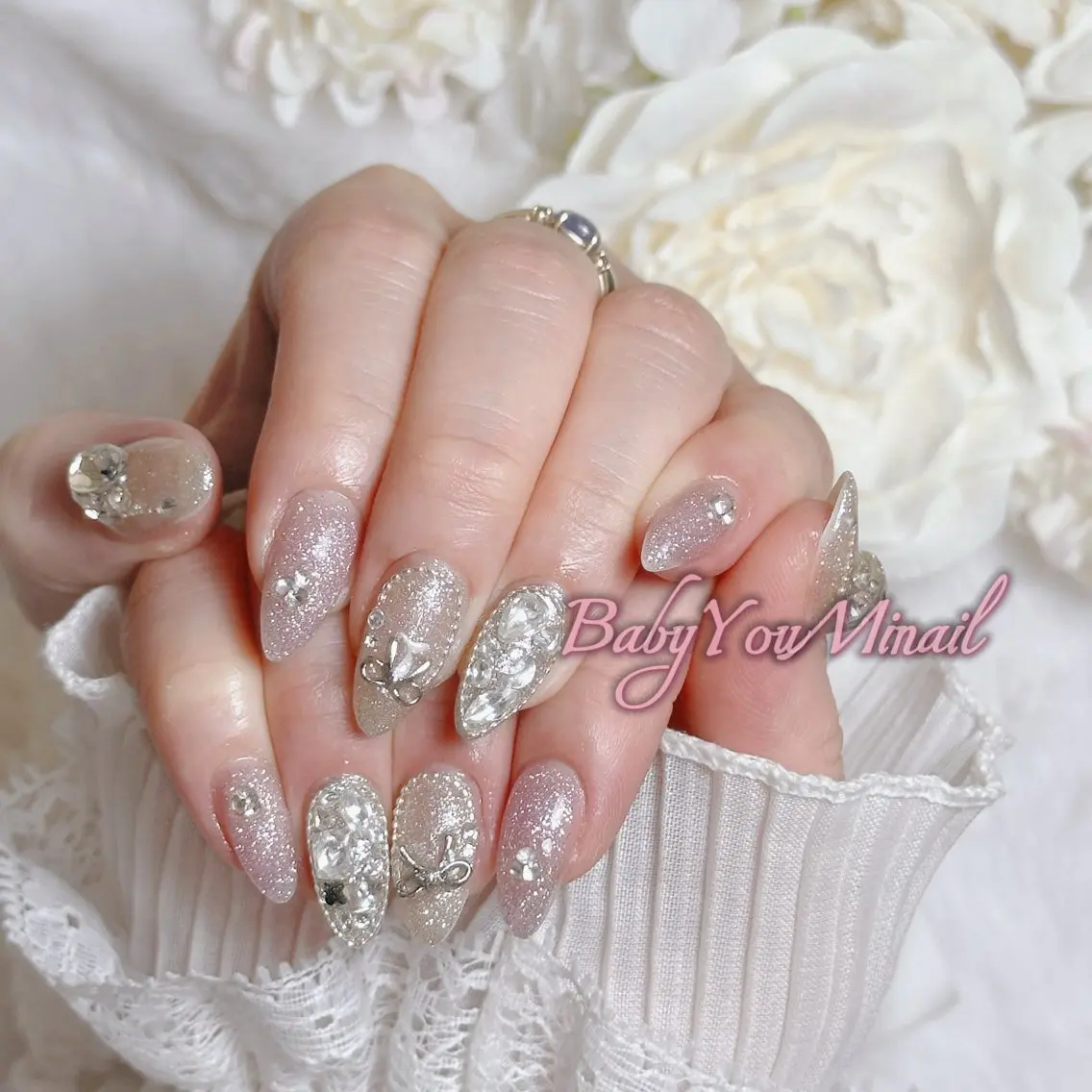 ネイル オーロラネイル チークネイル 成人式 フットネイル フレンチネイル ハンドネイル BabyYouMi nailのネイルデザイン