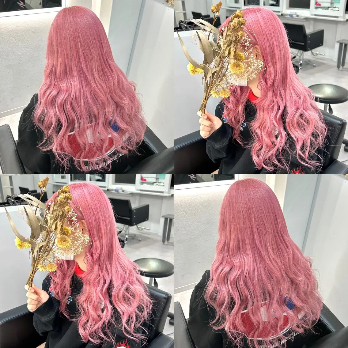 セミロング カラー ピンクカラー ヘアカラー トリートメント ブリーチ&エクステ 🥀ケアカラー特化のヘアスタイル