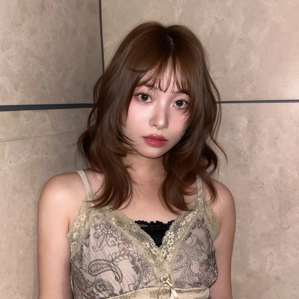 ミディアム 顔周りカット 新宿/艶カラー/ chinatsu🌼のヘアスタイル
