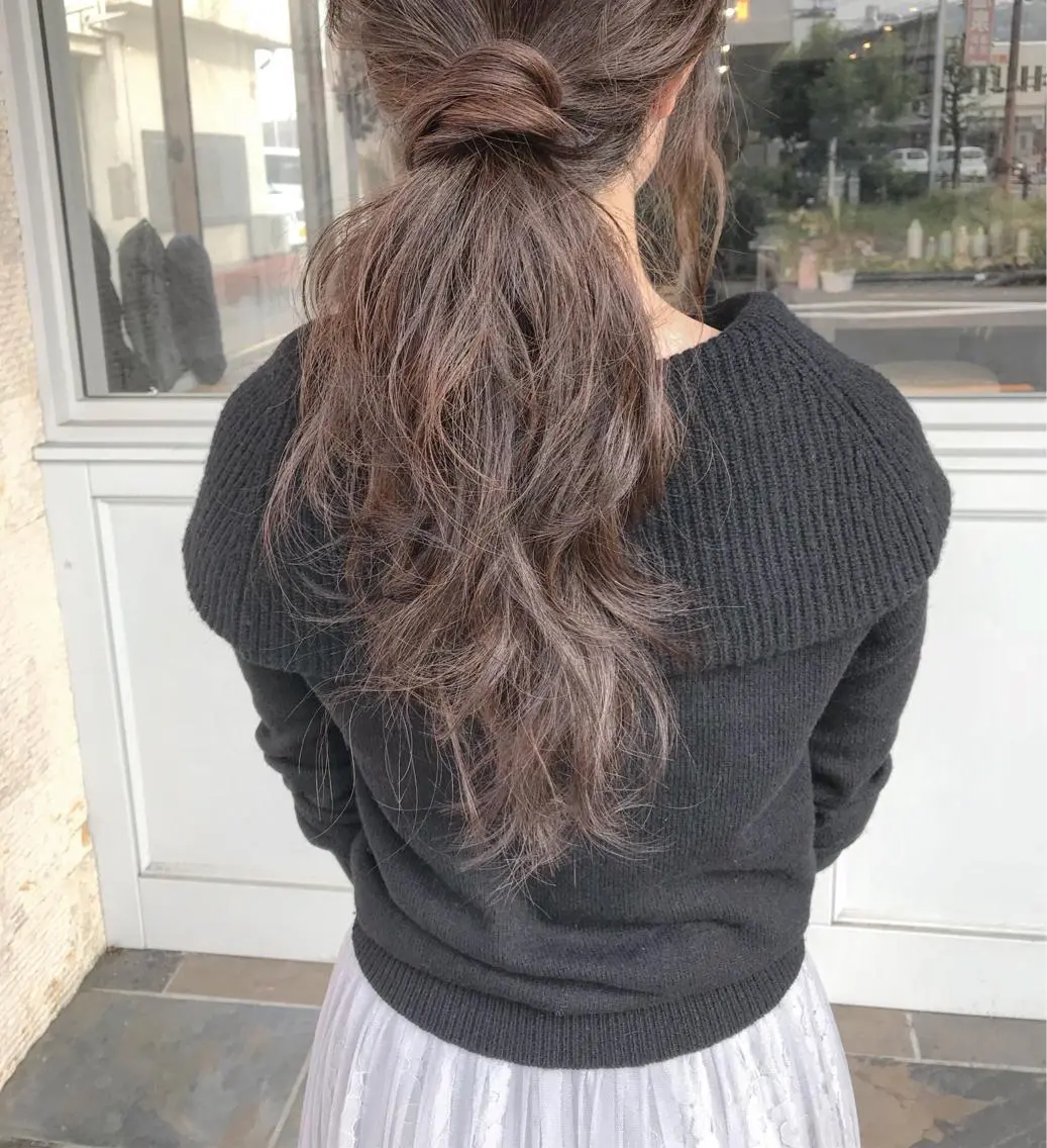 セミロング カラー ヘアアレンジ ブリーチ グラデーションカラー ハイライトカラー ハイライト おくれ毛 Mariana/ 鶴原-ハイライトのヘアスタイル