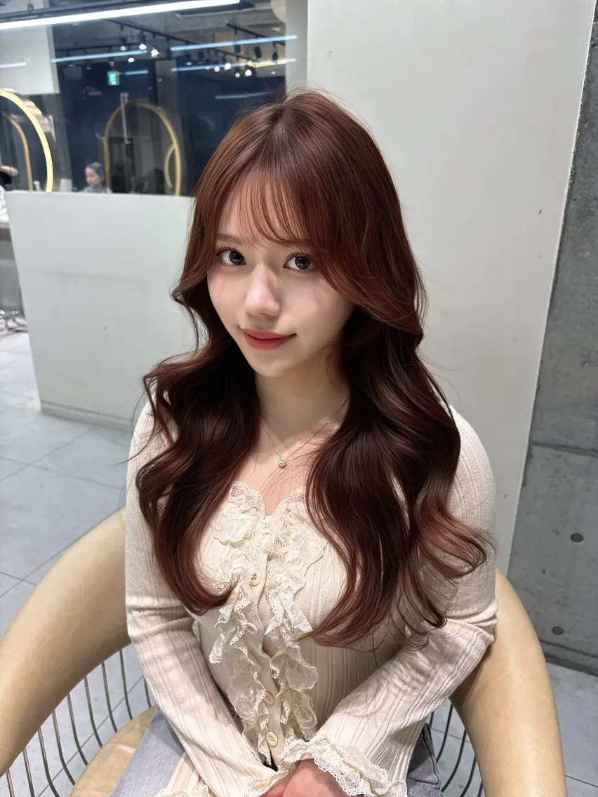 ロング カット ヘアカラー トリートメント 顔周り🇰🇷韓国 レイヤー/モエのヘアスタイル