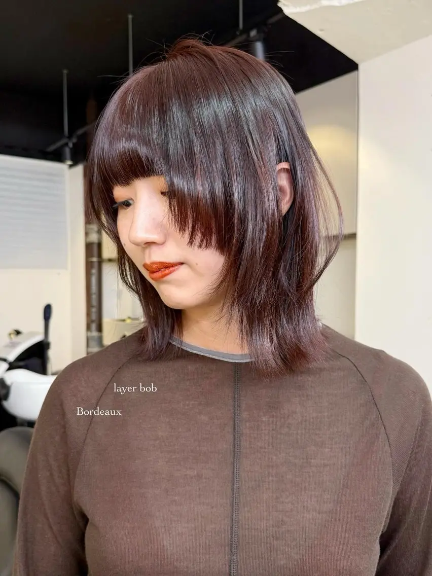 ミディアム カット トリートメント ‎♡アヤメ/レイヤー ボブ♡渋谷のヘアスタイル