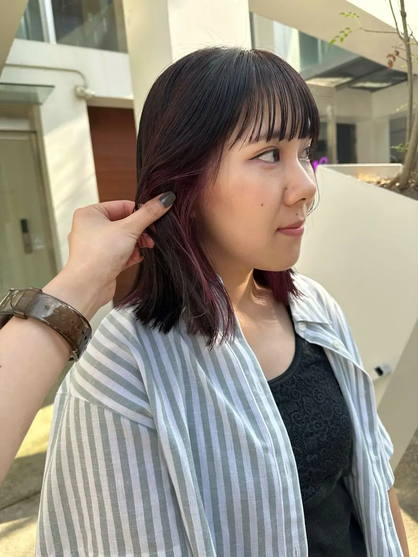 ミディアム カラー ブリーチ ケアブリーチ ケアカラー インナーカラー ボブ REINA☁️透明感 カラー/ぷつっと♡のヘアスタイル