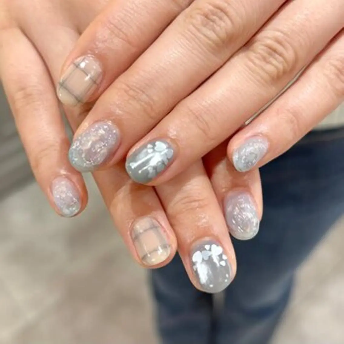 ネイル ブルー ハート 春ネイル ハンドネイル パラジェル認定サロン N°nail 立川のネイルデザイン