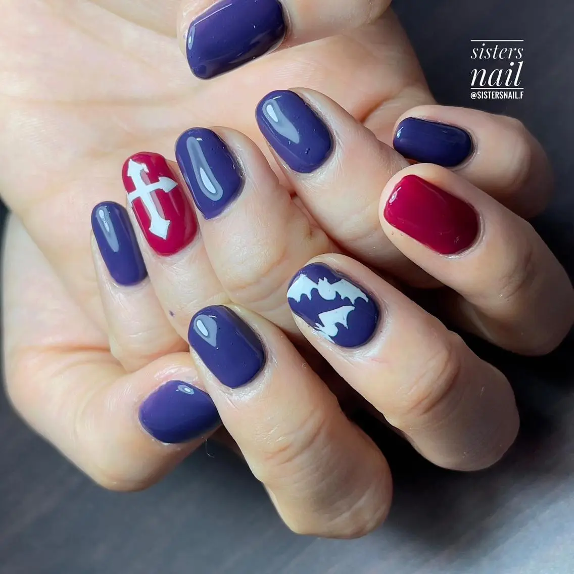 ネイル アートネイル パープル シンプルネイル sisters nail.fのネイルデザイン