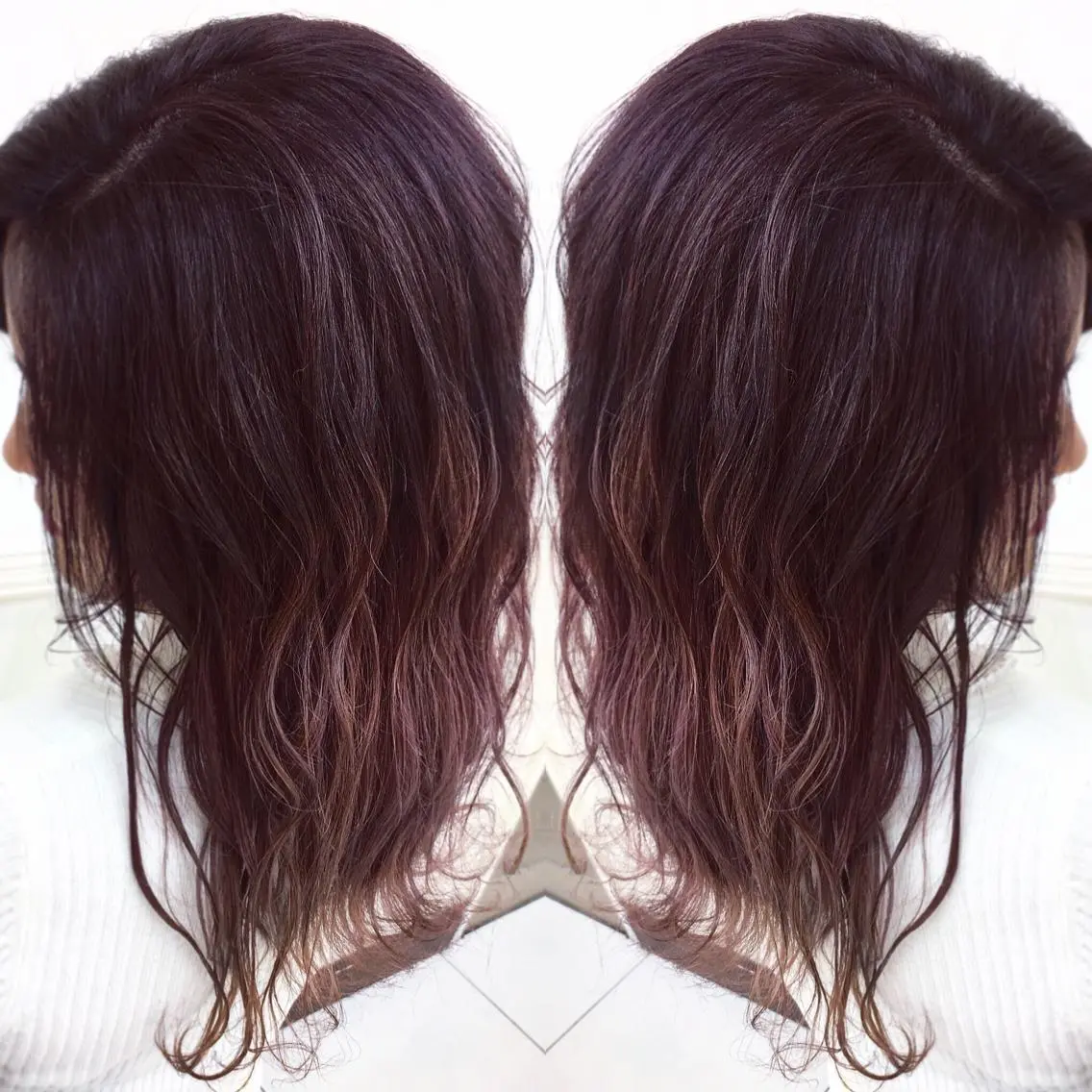 ロング カラー バレイヤージュ ラベンダーカラー ピンクカラー レイヤーカット カット ヘアカラー ブリーチ/バレイヤ ージュ川端裕司のヘアスタイル