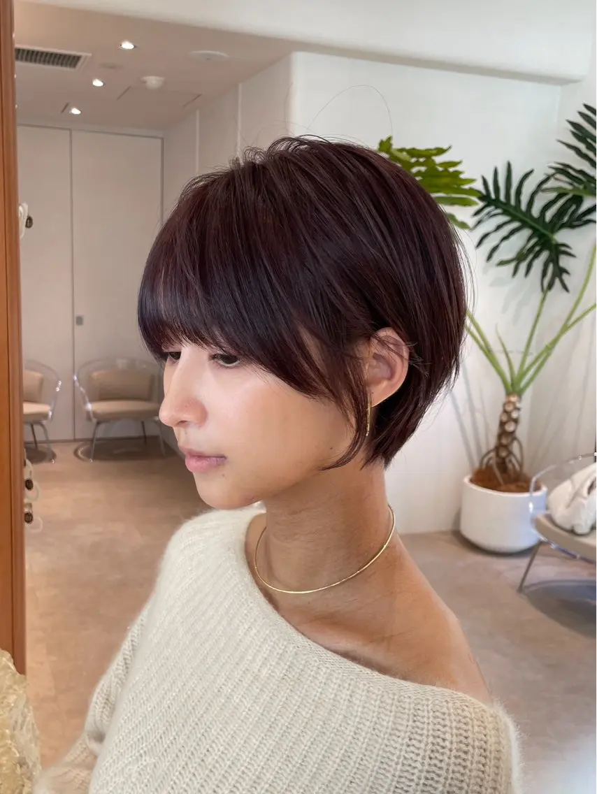 ショート カラー ショートボブ ダブルカラー ネイビーカラー ボブ くびれヘア カット ヘアカラー トリートメント 田中航平/渋谷ボブ/ レイヤーボブのヘアスタイル