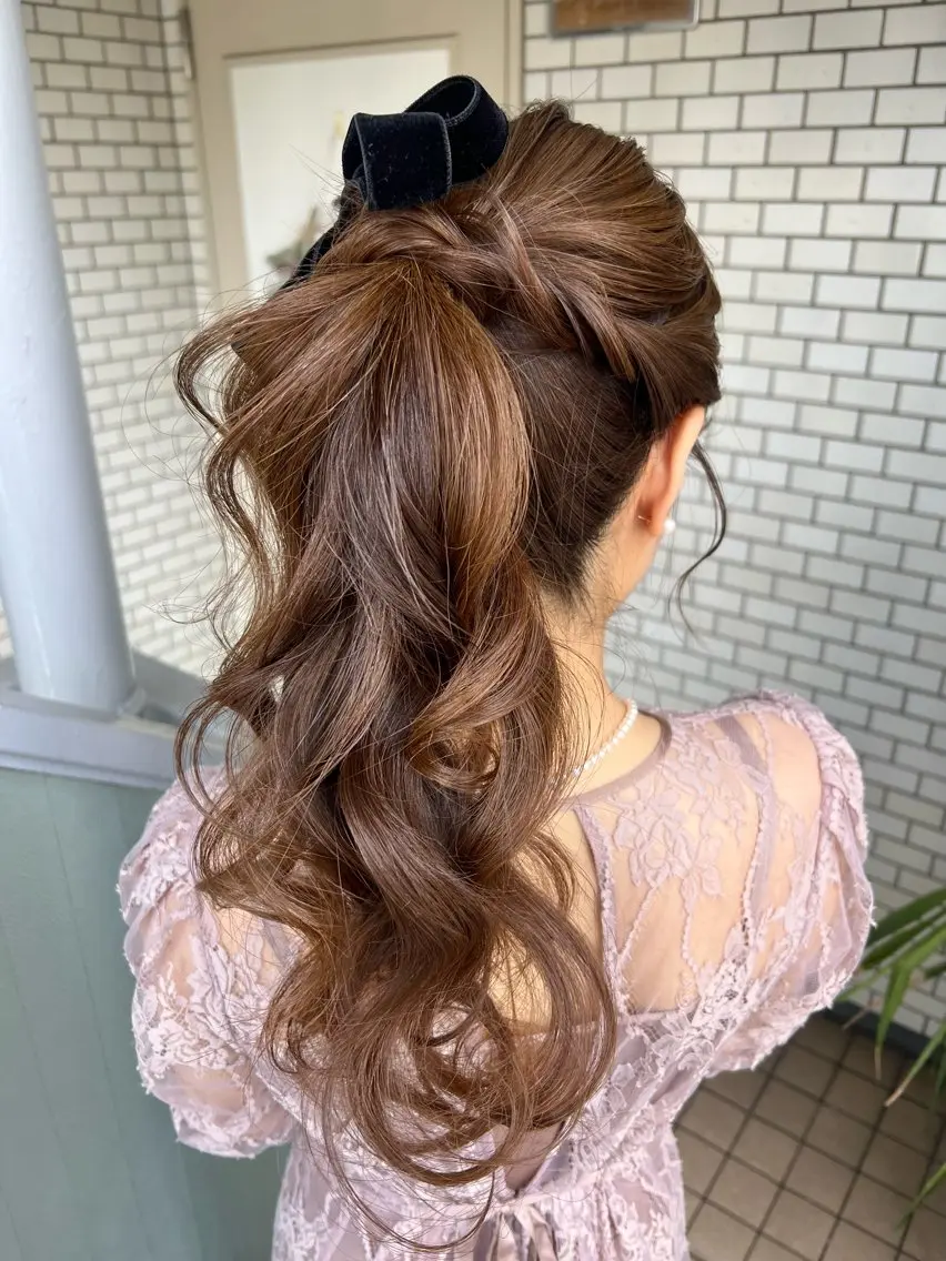 ヘアアレンジ ポニーテール ヘアセット 大人可愛いヘアメイク 💋🧚‍♀️しずかのヘアスタイル