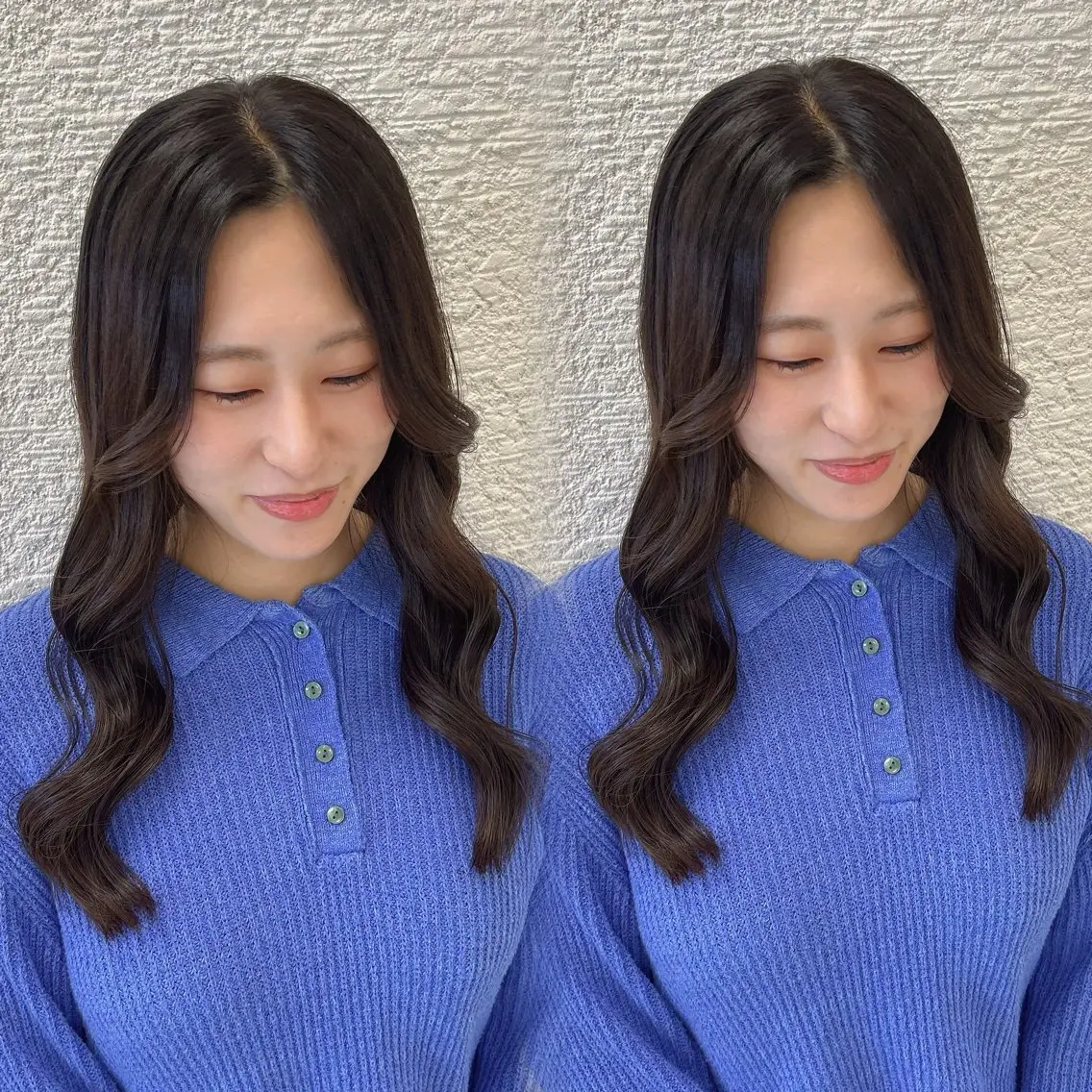 ロング カラー 透明感カラー くびれヘア 韓国風ヘア ヘアカラー トリートメント ヘアセット ベージュ/つや髪/ レイヤー／ゆいなのヘアスタイル