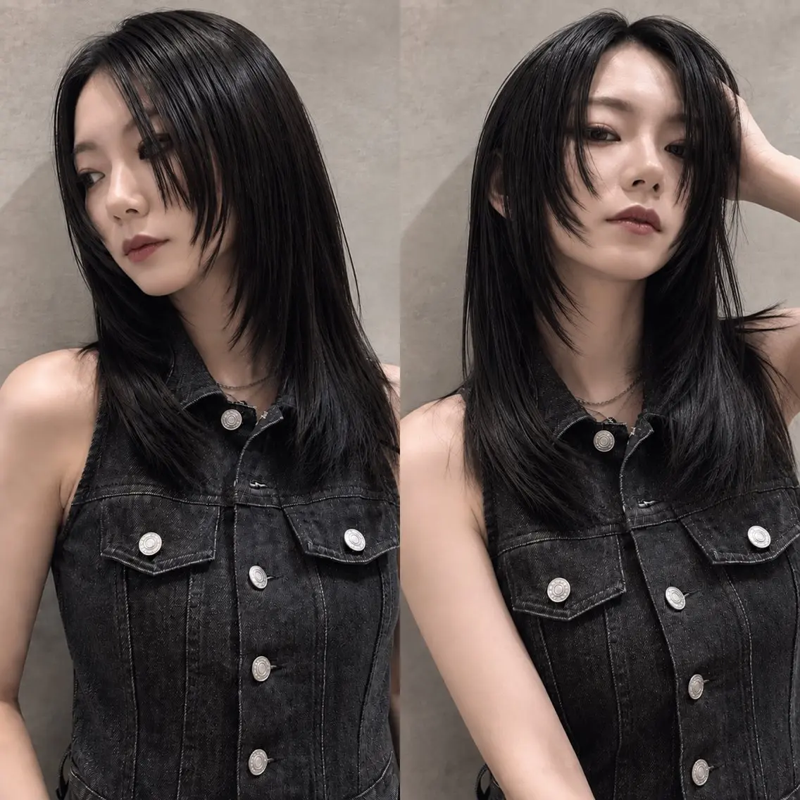 セミロング カット ヘアカラー トリートメント 韓国レイヤー 田中 励也のヘアスタイル