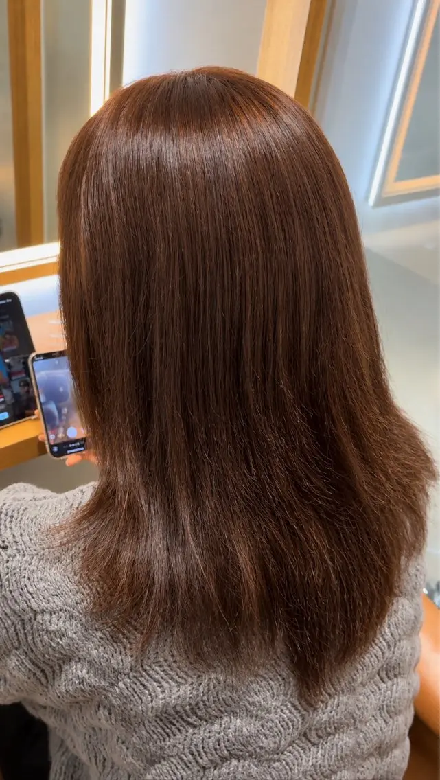 セミロング カラー ブラウンカラー 札幌韓国風ハイトーン 🇰🇷Yutaのヘアスタイル