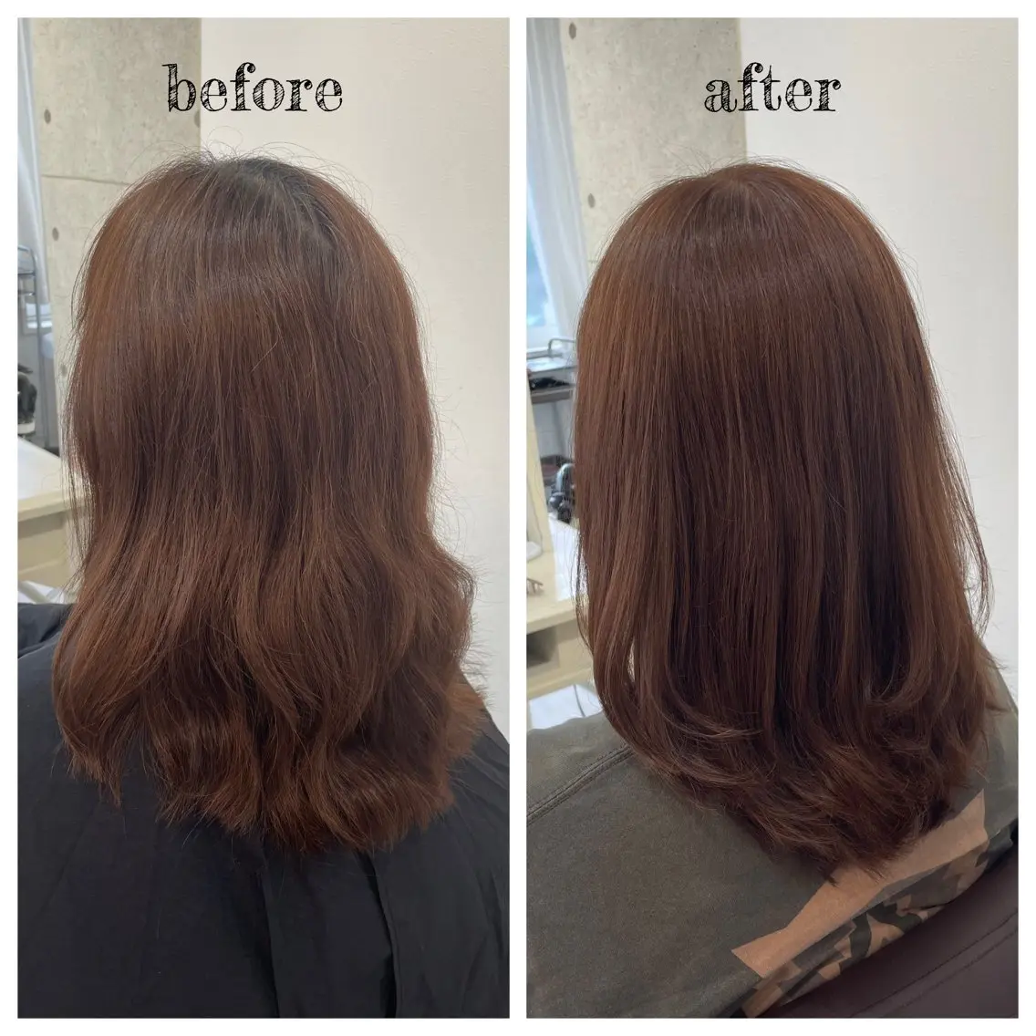 ミディアム カラー レイヤーカット カット ヘアカラー トリートメント PutiLuca 浅川のヘアスタイル