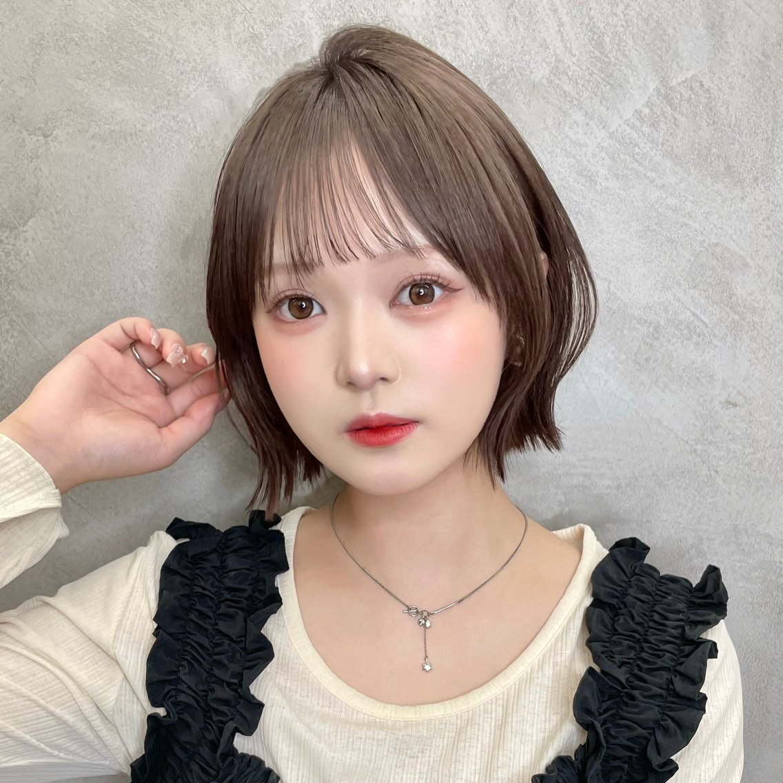 ショート カラー ボブ 顔周りカット ハッシュカット 髪質改善 韓国風ヘア カット ヘアカラー トリートメント 💗大宮/ボブ/ 縮毛矯正/大和田拓夢のヘアスタイル