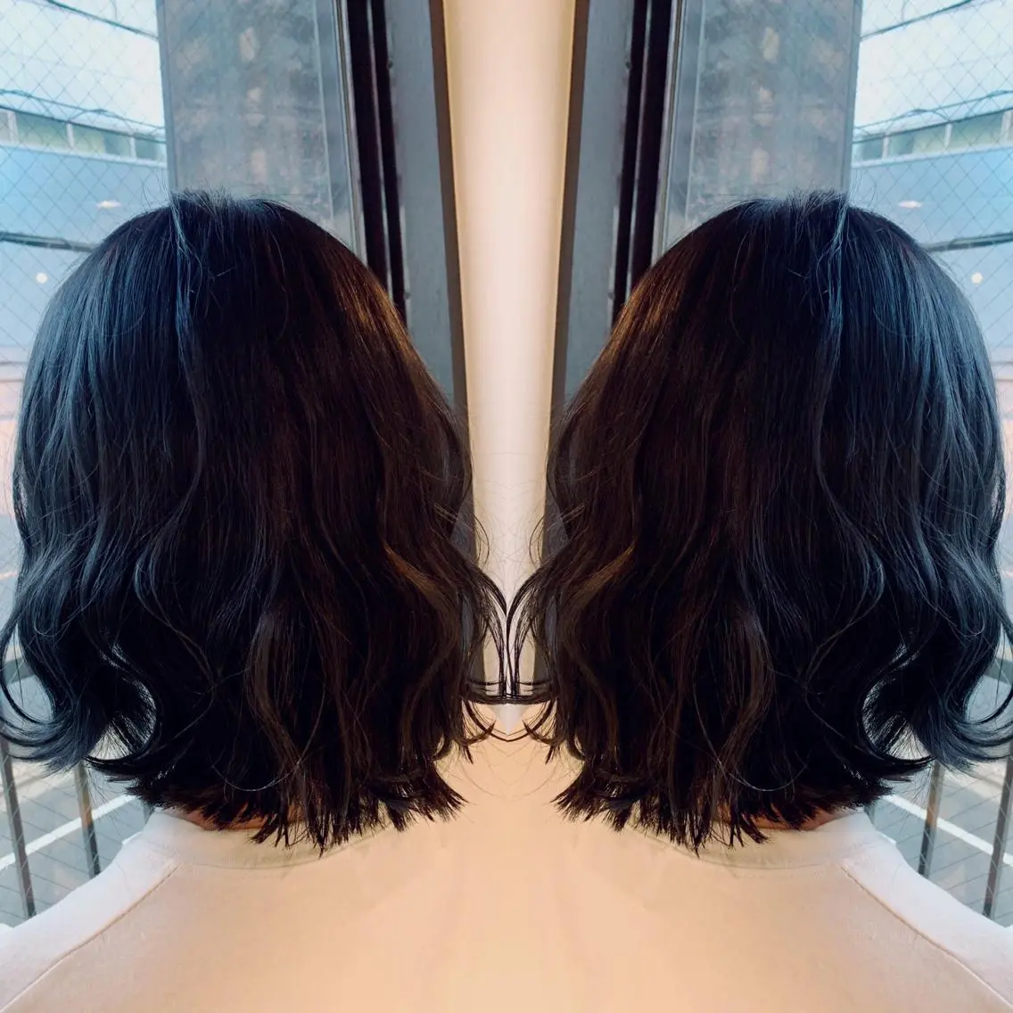 ミディアム カラー ネイビーカラー 韓国🇰🇷 ✂︎hair 内田愛のヘアスタイル