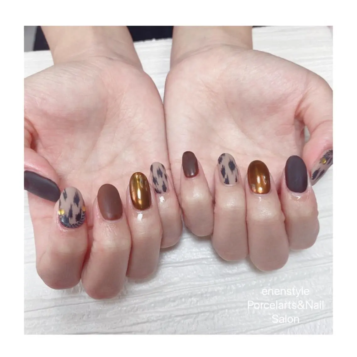 ミディアム ネイル ハンドネイル 🐾enen style 🐾のネイルデザイン