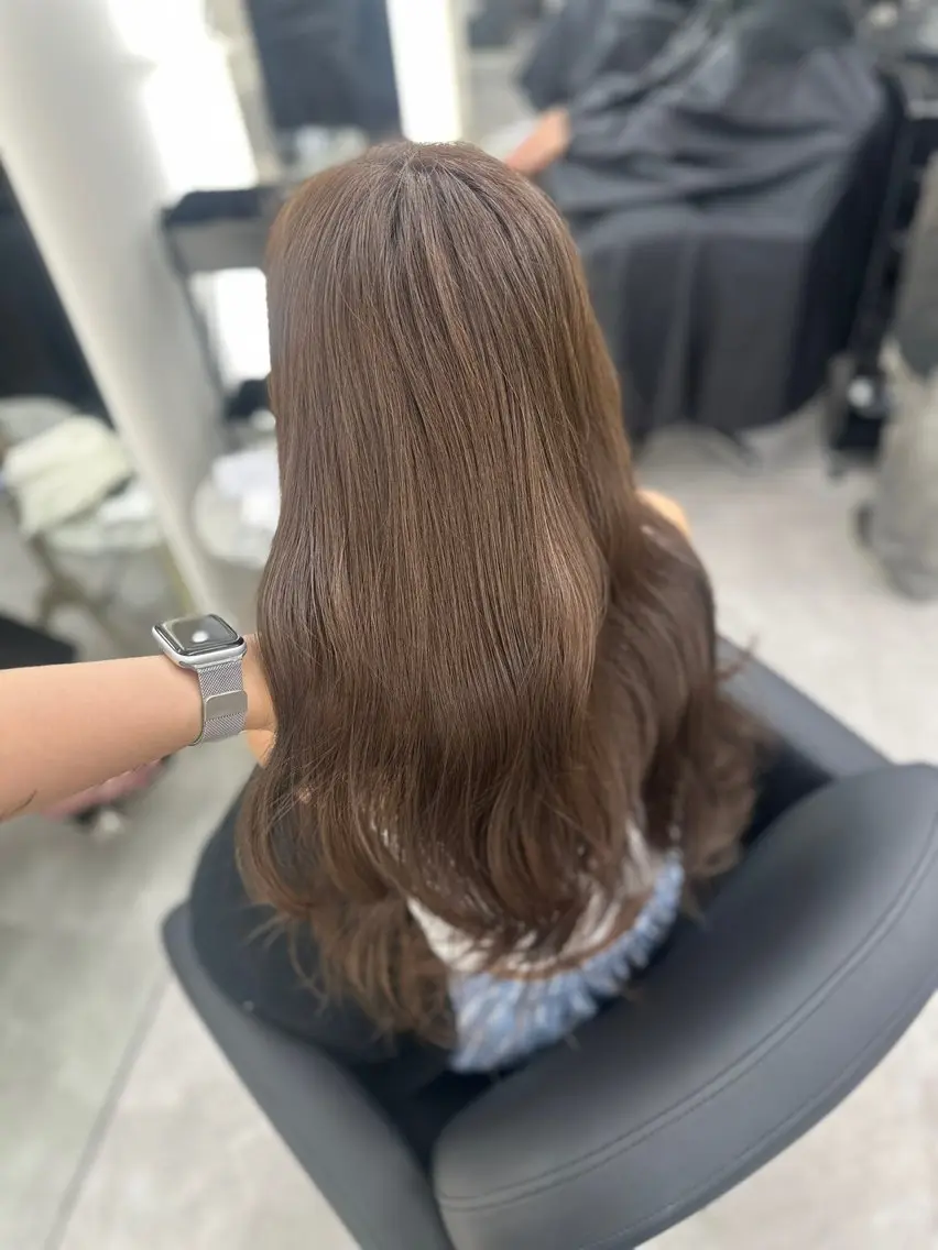 ロング カラー ヘアカラー トリートメント 縮毛矯正/艶カラー /髪質改善/なんばのヘアスタイル