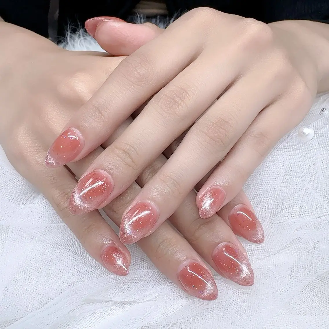 ネイル 長さ出し フレンチネイル マグネットネイル マグネットフレンチ ワンカラーネイル ハンドネイル LOA.NAIL 本八幡店💞Kyouのネイルデザイン
