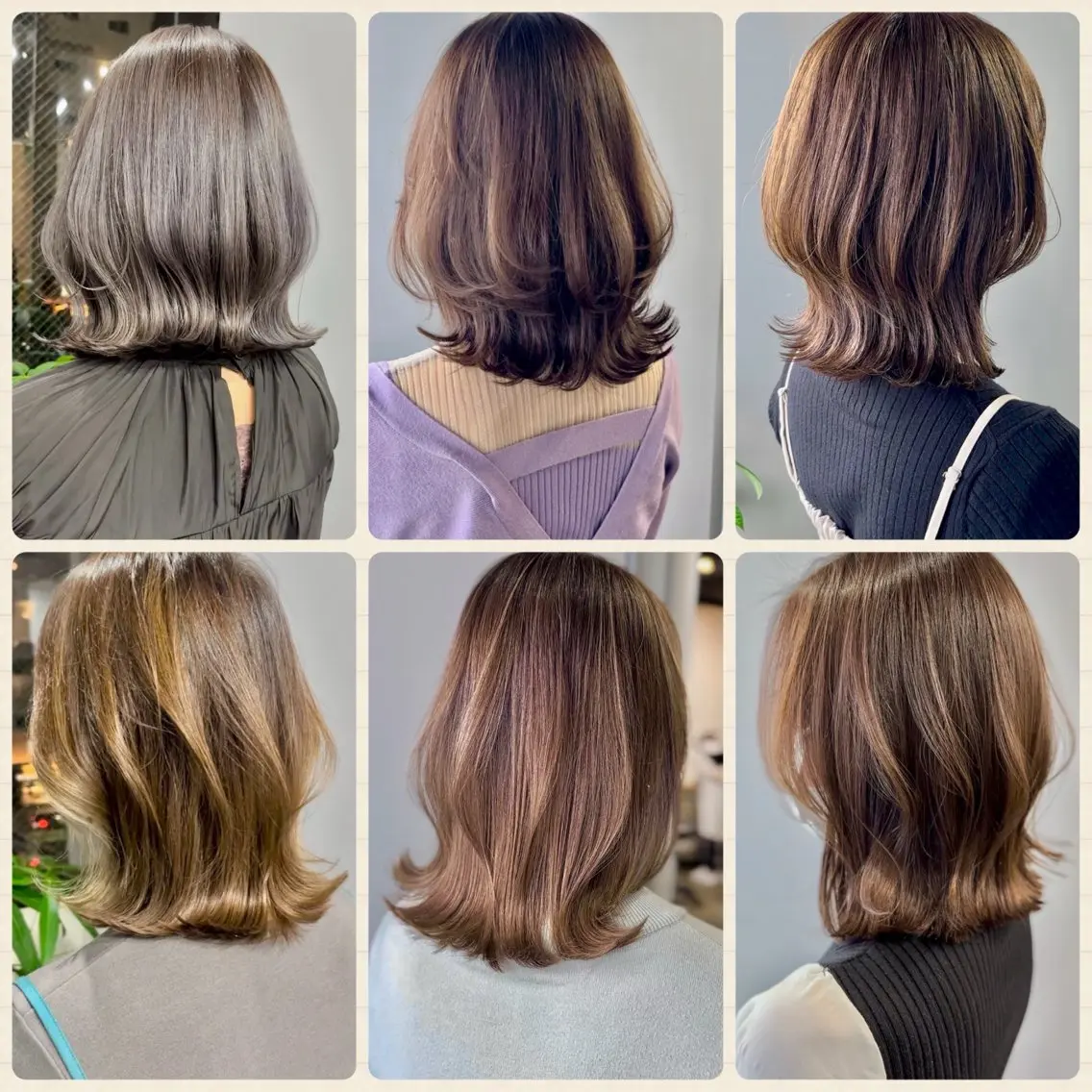 セミロング カラー アッシュ ベージュカラー 透明感カラー オリーブカラー 杉﨑れいな ヘアセットフルメイクのヘアスタイル