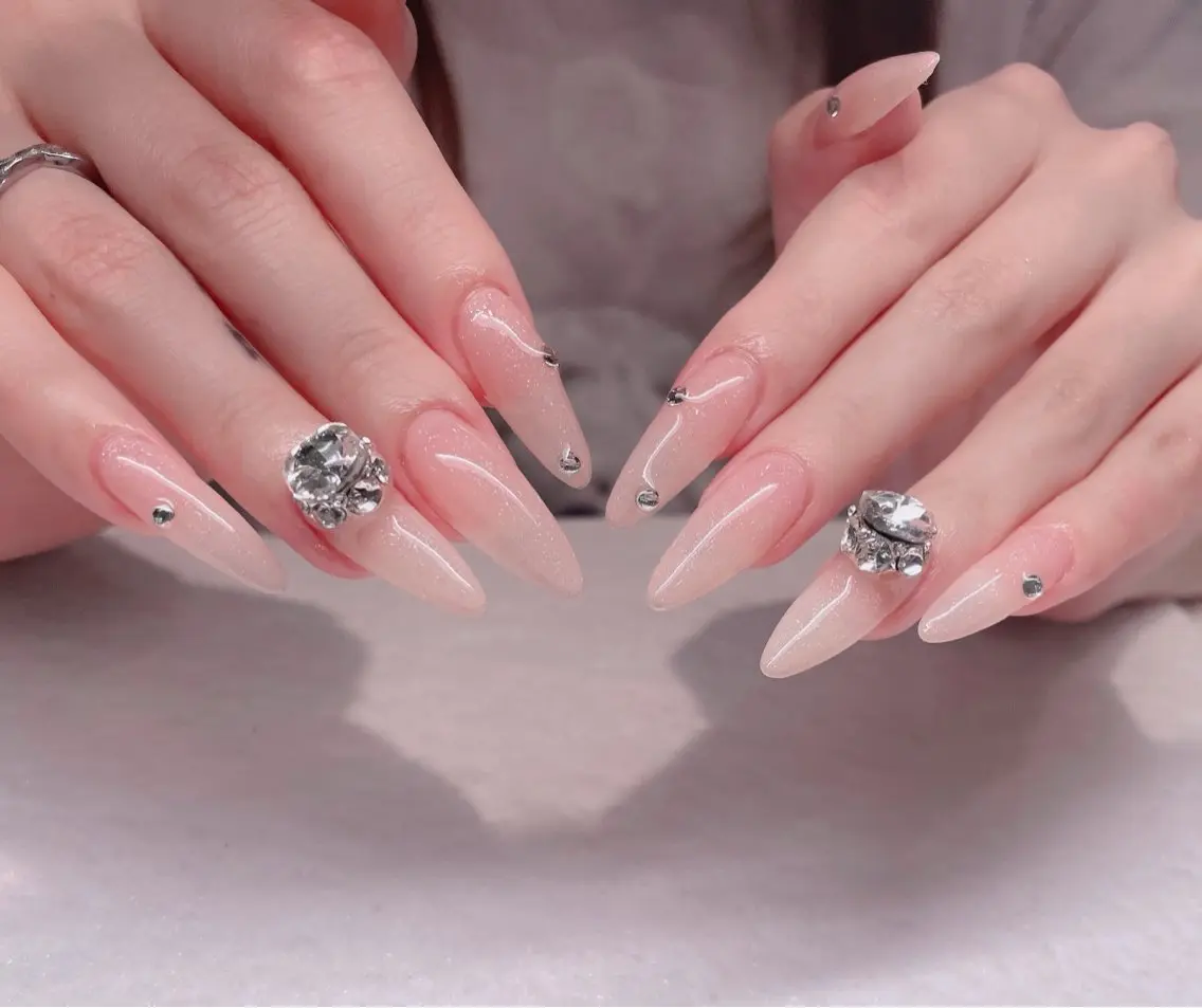 ネイル チークネイル 長さ出し フレンチネイル ジェルネイル ガーリー 中野駅から2分 MEO NAILのネイルデザイン