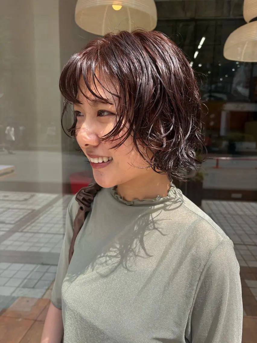 ショート カラー パーマ カット パーマ 淀 小南津のヘアスタイル