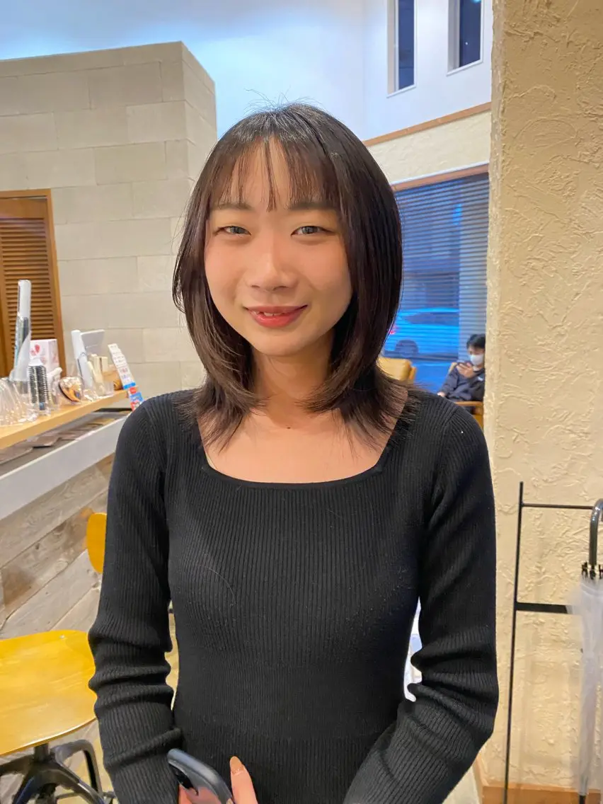 ミディアム カラー カット ヘアカラー 竹内 柚子のヘアスタイル