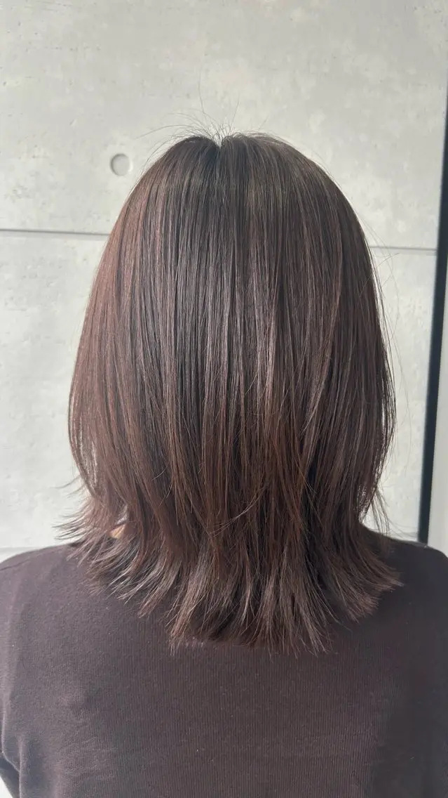 ミディアム カット ヘアカラー トリートメント 盛本 彩乃のヘアスタイル