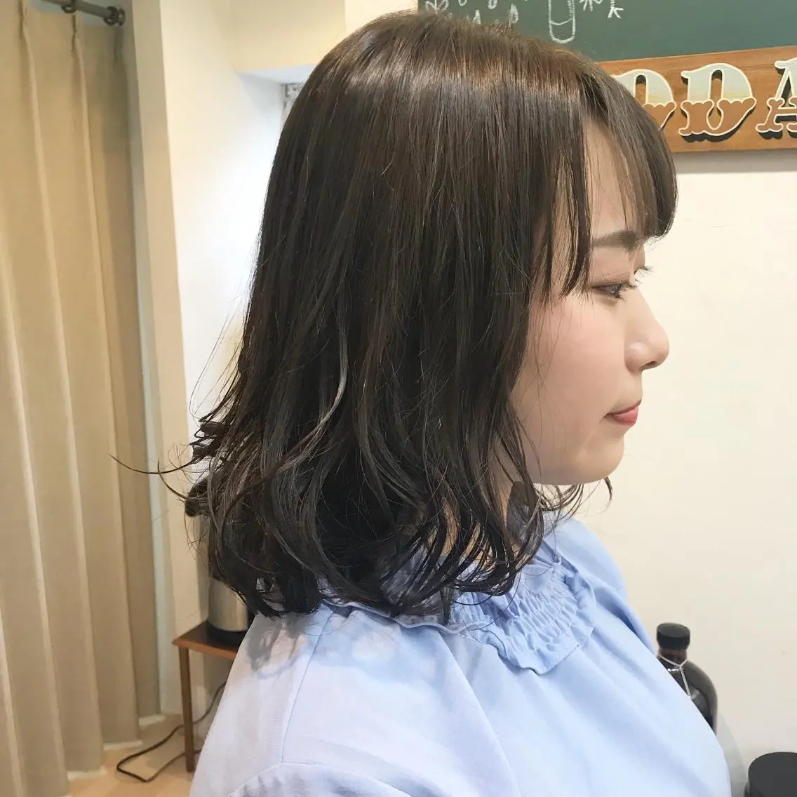 ミディアム カラー ベージュカラー オリーブベージュ クニモトハルナ ボブ/柔らかカラーのヘアスタイル