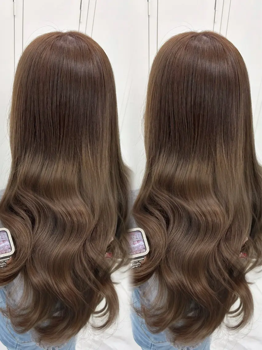 ロング カラー ベージュカラー 透明感カラー ダブルカラー オリーブベージュ ヘアカラー 盛れる顔周り🤍渋谷 Risa🎀のヘアスタイル