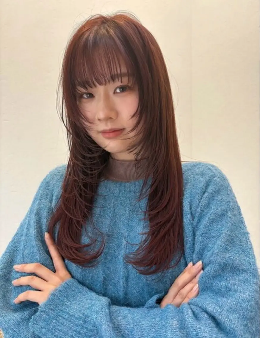 ロング カラー カット ヘアカラー トリートメント 透明感/レイヤー/ 縮毛矯正/ほのか🍪のヘアスタイル