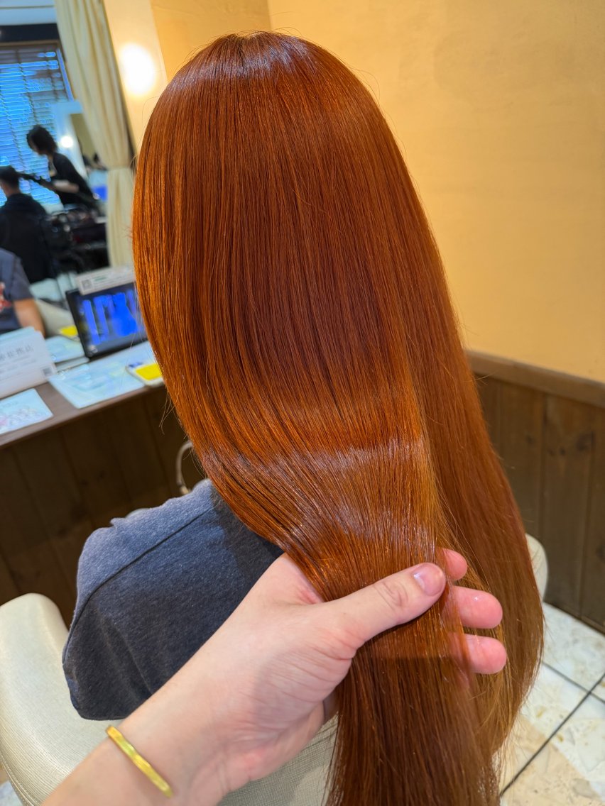 ロング カラー ブラウンカラー オレンジ オレンジブラウン ヘアカラー 鎌田 一徳のヘアスタイル