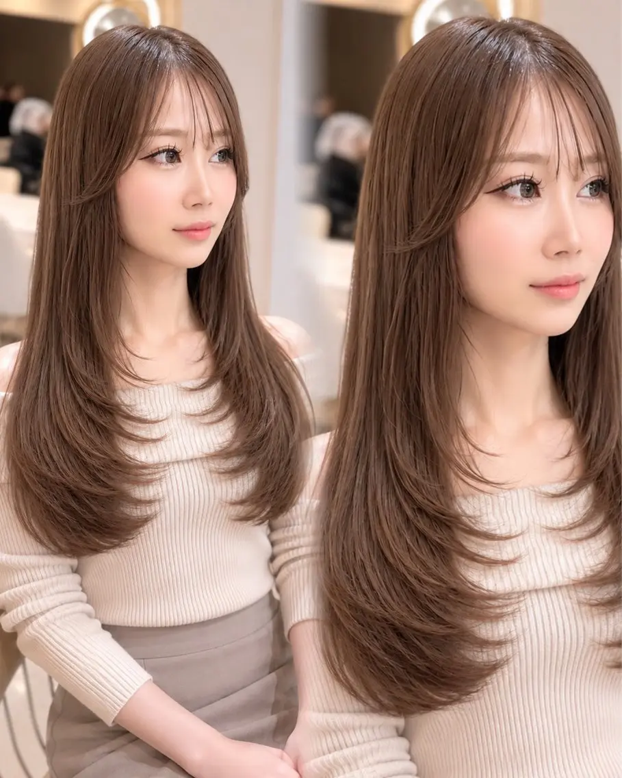 ロング カラー カット ヘアカラー トリートメント Akane レイヤー/艶カラーのヘアスタイル