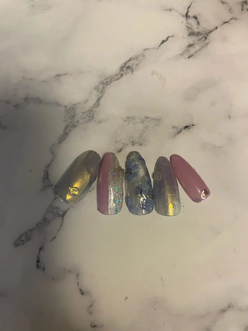 ネイル オーロラネイル ブルー マグネットネイル パープル NAIL★M 真紀のネイルデザイン