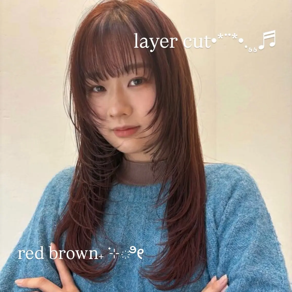 ロング カラー カット ヘアカラー トリートメント レイヤー/暖色カラー 🎀はるのヘアスタイル