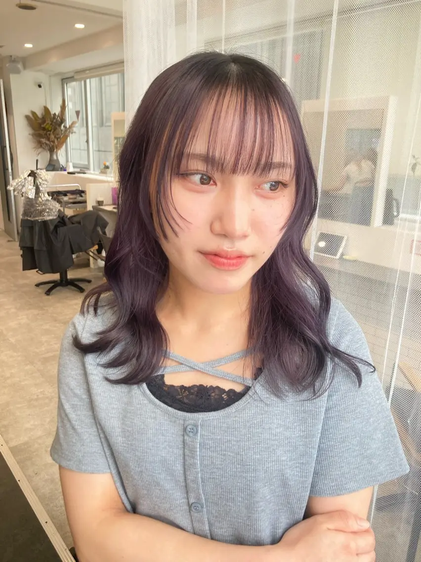 ロング カラー ディープラベンダー ラベンダーカラー ヘアカラー 京都美容師 塩のヘアスタイル